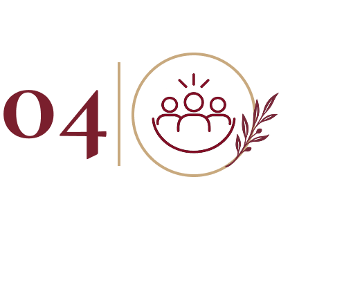 Logo avec le chiffre 04 et une icône stylisée de trois personnes entourée d'un cercle avec une branche d'olivier