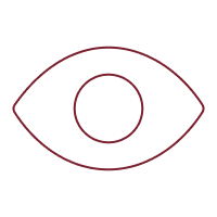 Un symbole stylisé d'œil simple, représentant un œil humain.