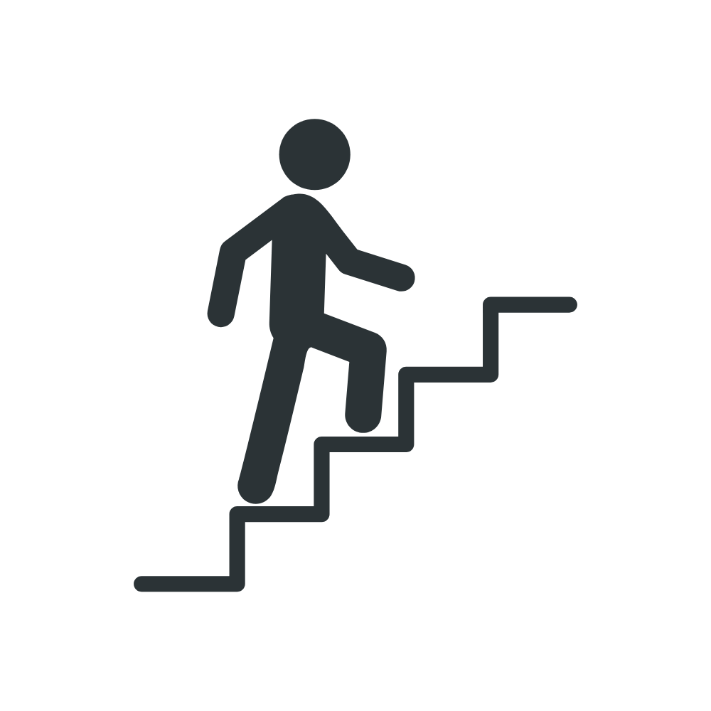 Icon of a person climbing stairs.