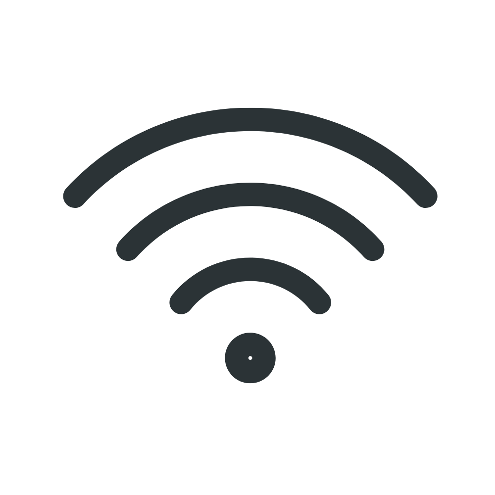 Wi-Fi signal icon with curved bars ascending from a small circle at the bottom