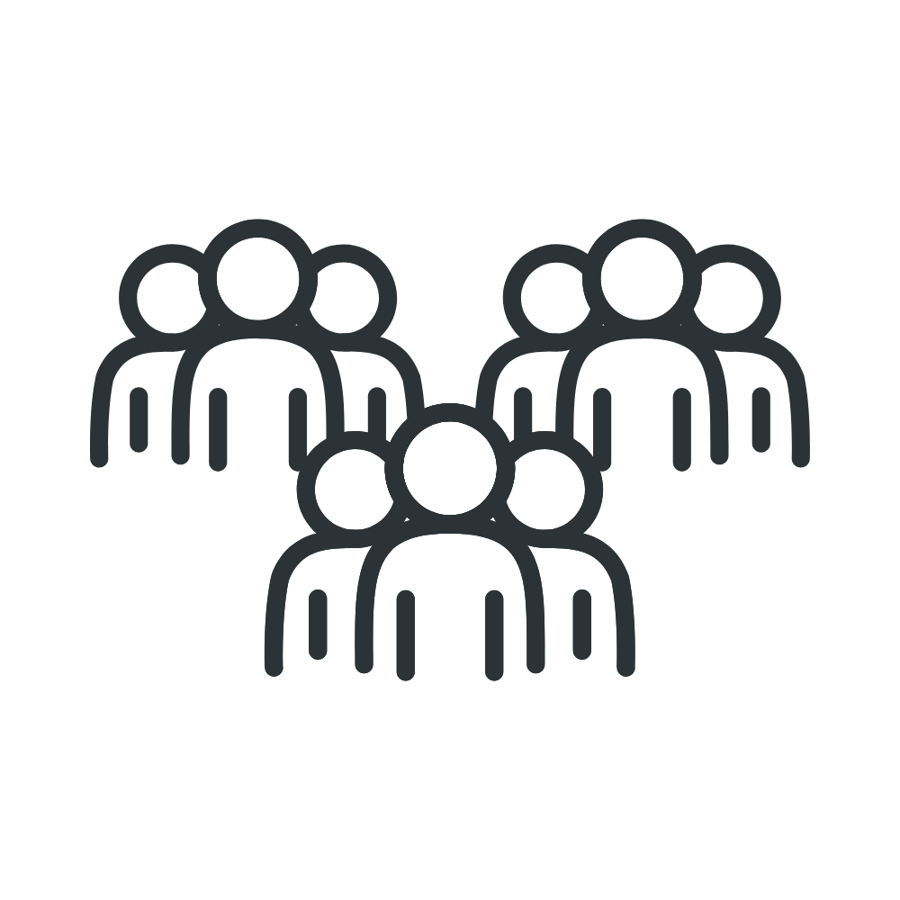 Icon of a group of seven people in a cluster