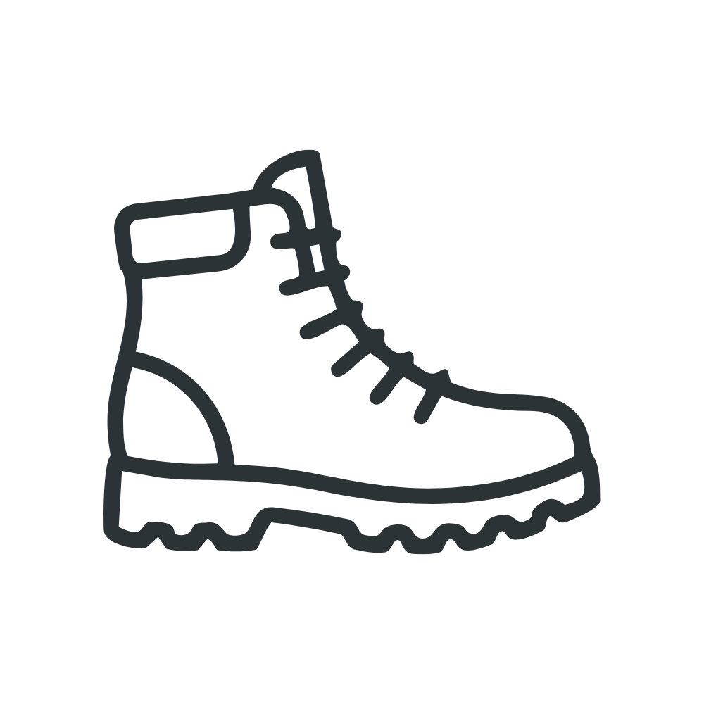 Outline of a hiking boot or boot.