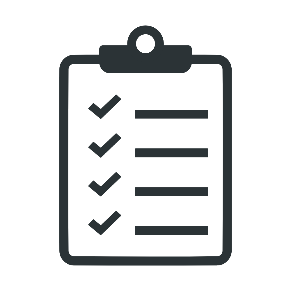 Icon of a clipboard with four checkmarks, representing a checklist or completed tasks.