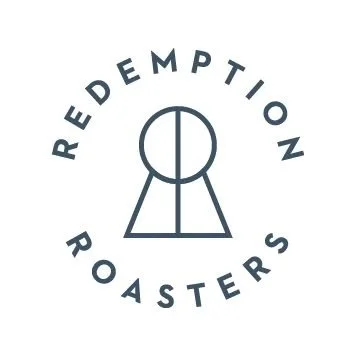 Redemption Roasters logo with a circle, a keyhole shape, and the words 'Redemption Roasters' arranged around it.