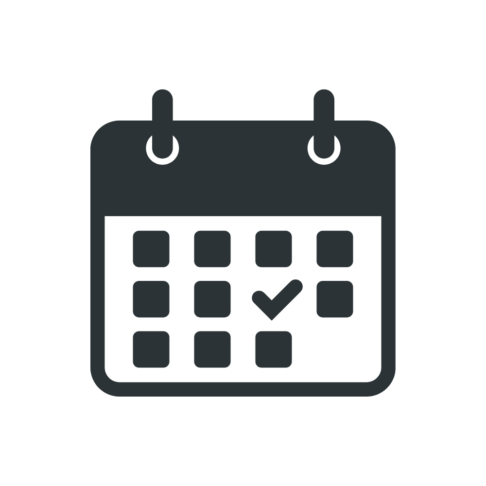 Icon of a calendar with a checkmark on one date.