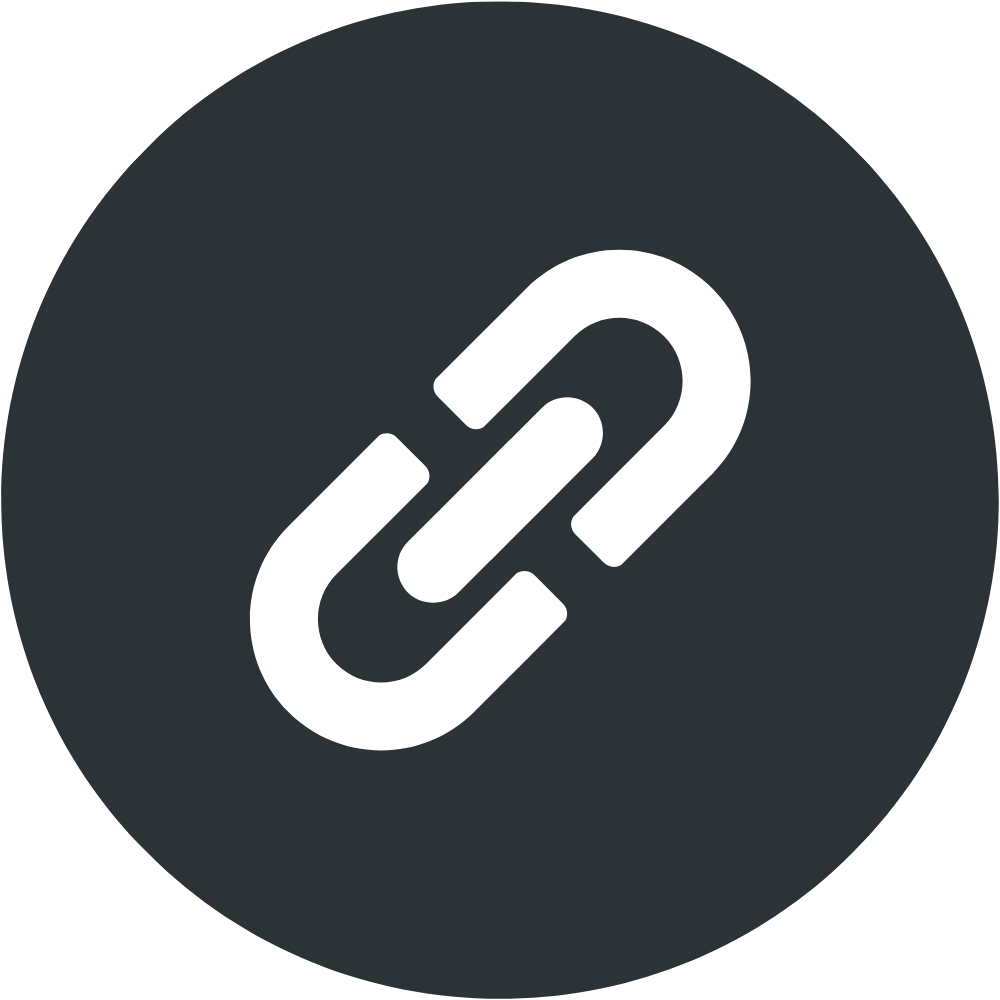 Icon of a chain link in a circle, representing a link or hyperlink.