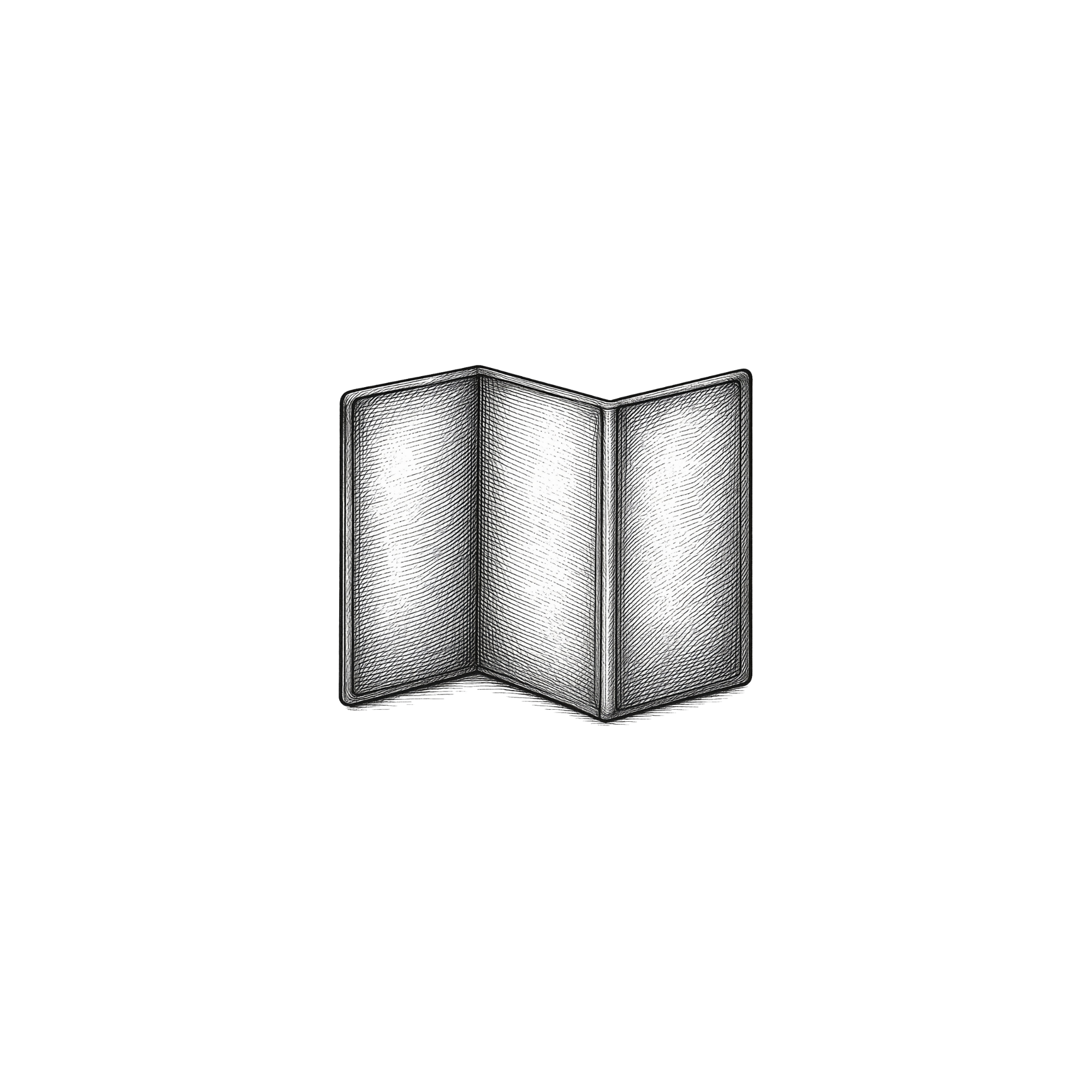 Illustration of a book with detailed, sketch-like black and white shading and lines.