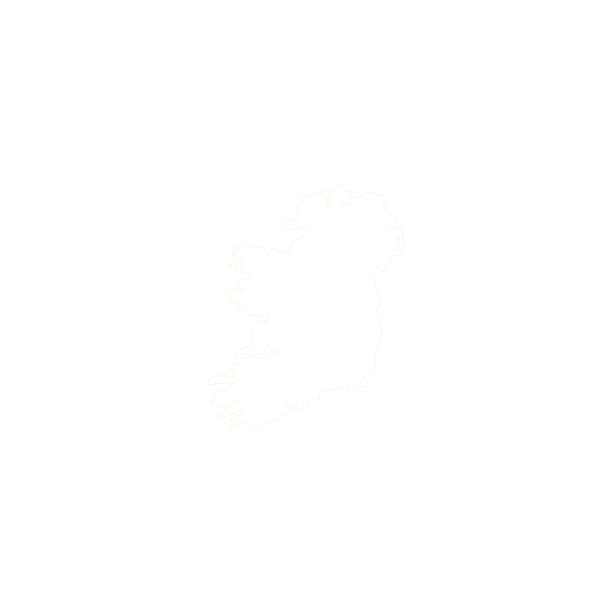 Outline map of Ireland on black background.
