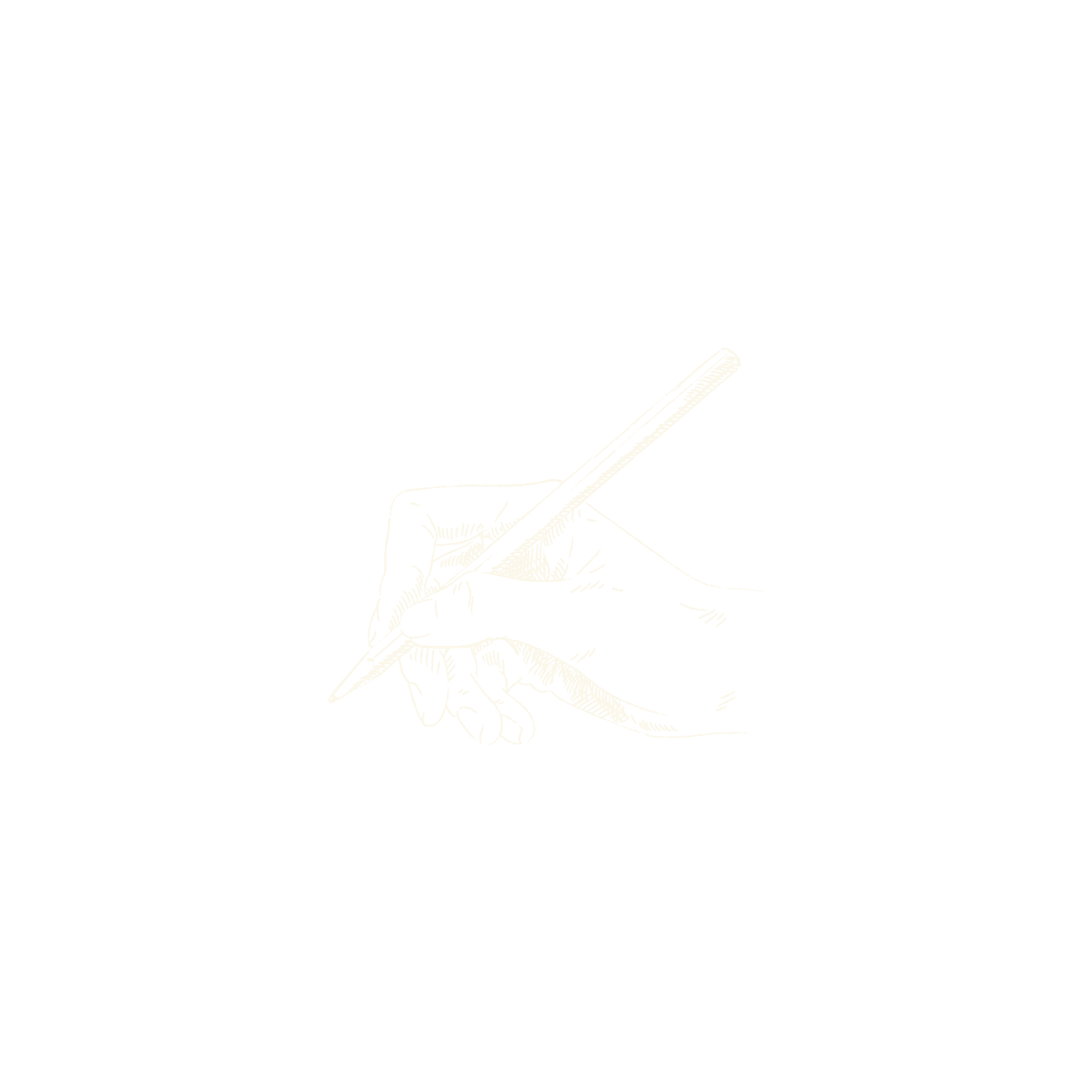 Drawing of a hand holding a pencil and sketching on paper.