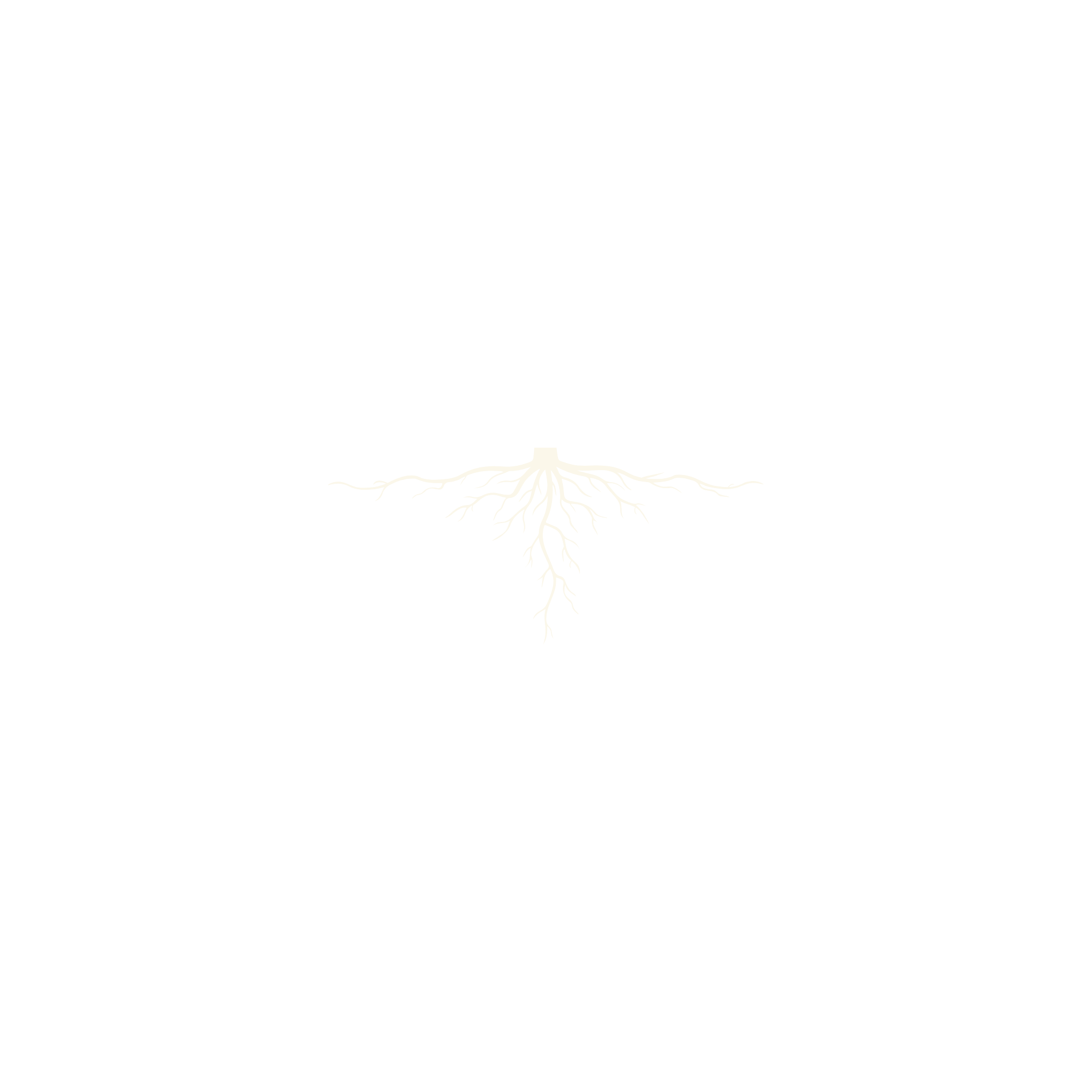 Black background with white diagram of a plant root system with roots extending downward.
