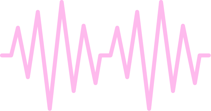 Pink line graph resembling an electrocardiogram wave on a black background.