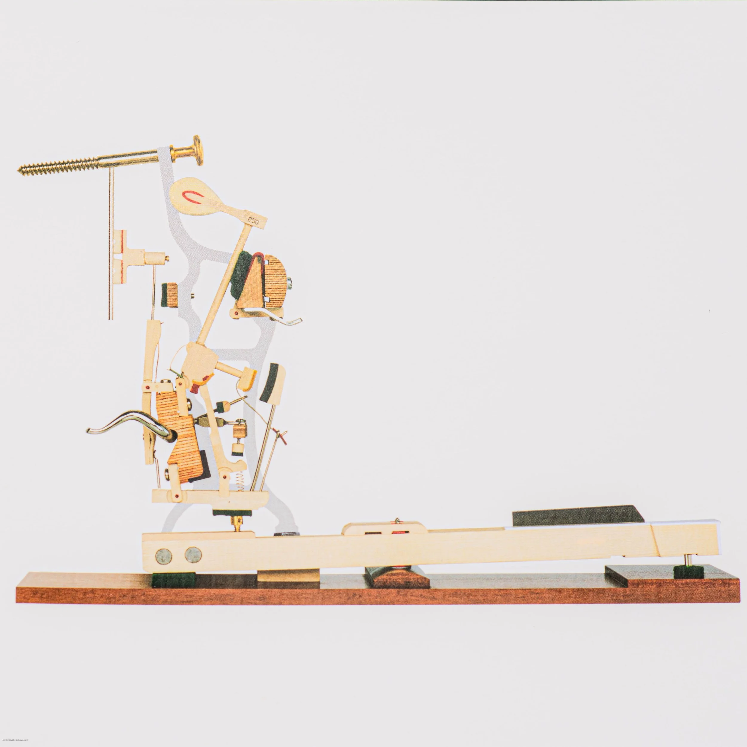 A picture of an upright piano action by Chris Piano Technician.