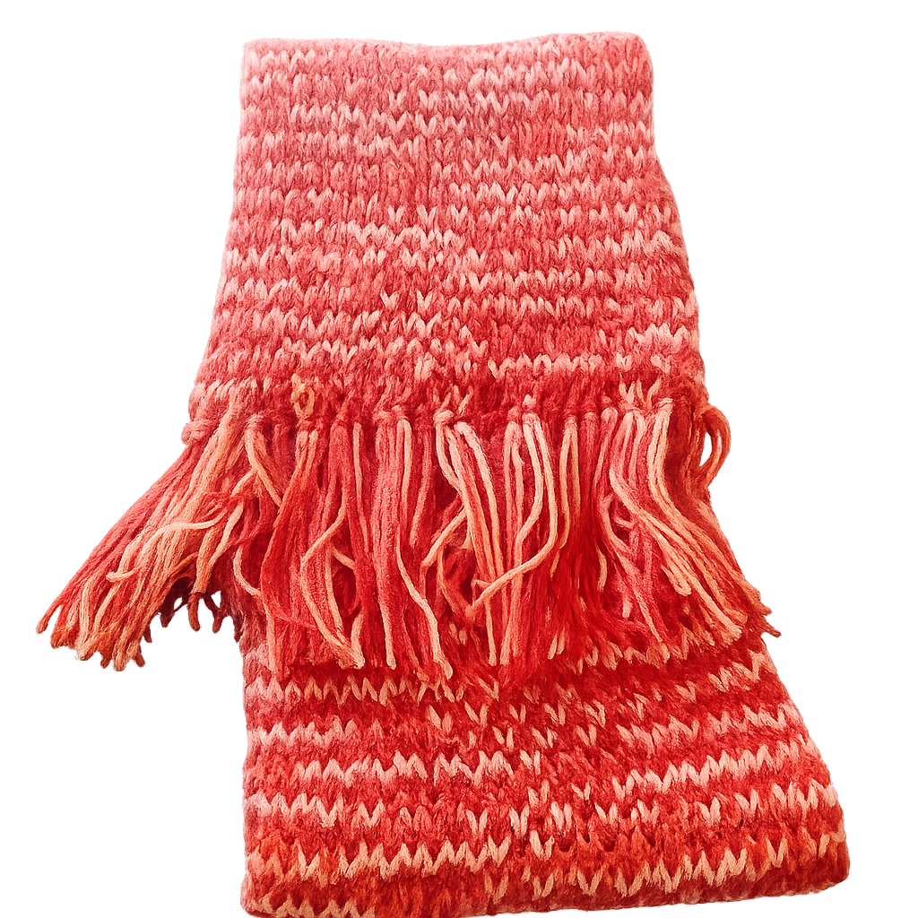 Cachecol vermelho vibrante, feito em tear manual. Sob encomenda.