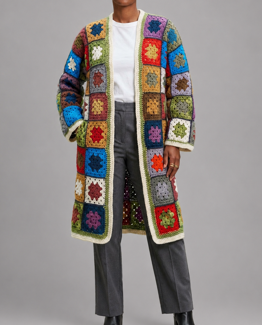 Casaco de crochê em granny square, feito a mão. Peça única. Sob encomenda.