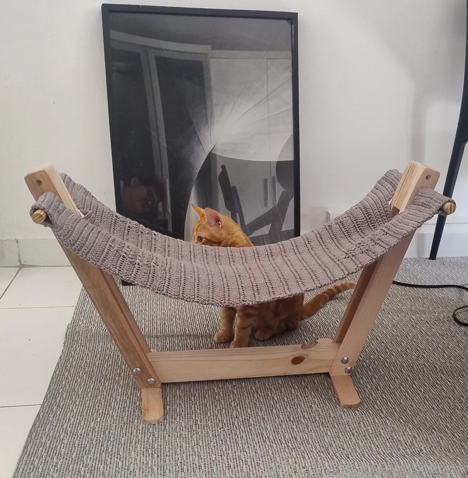 Rede para pet, com suporte. Sob encomenda.