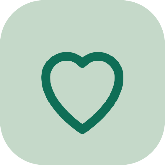 Icono de un corazón en un fondo de color verde