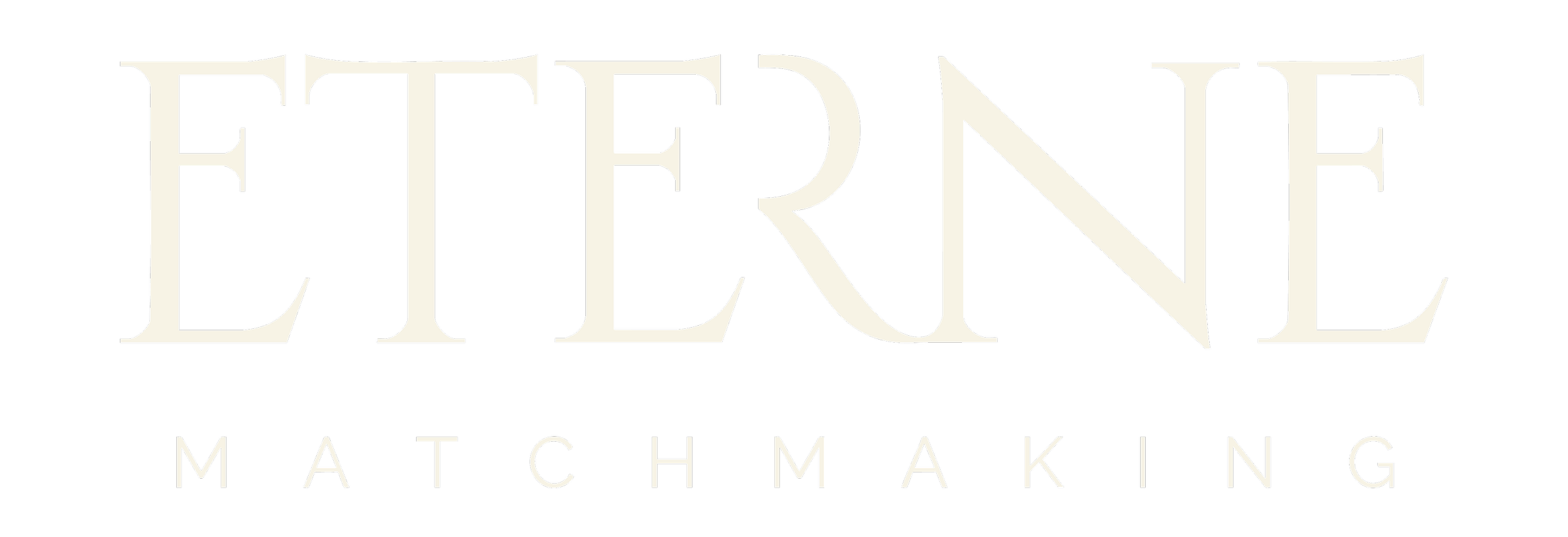 Logo for Eterne Matchmaking with black background, the words 'Eterne' in large white letters and 'Matchmaking' in smaller white letters below.