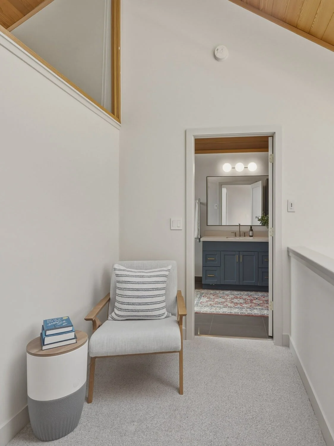 The home features refinished woodwork and a powerful new ceiling fan