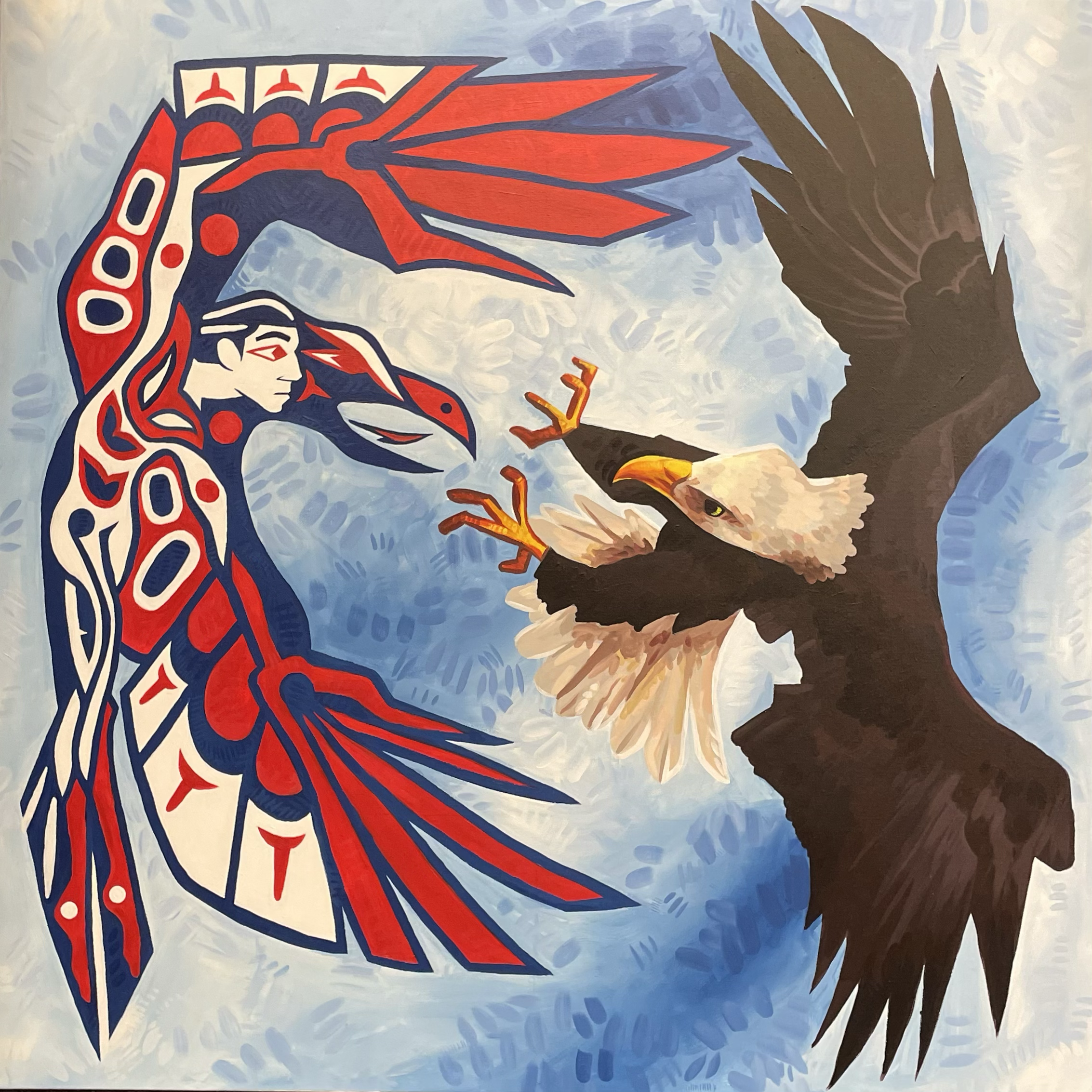 The Raven Who Challenged The Eagle (Acrylic, 2025)