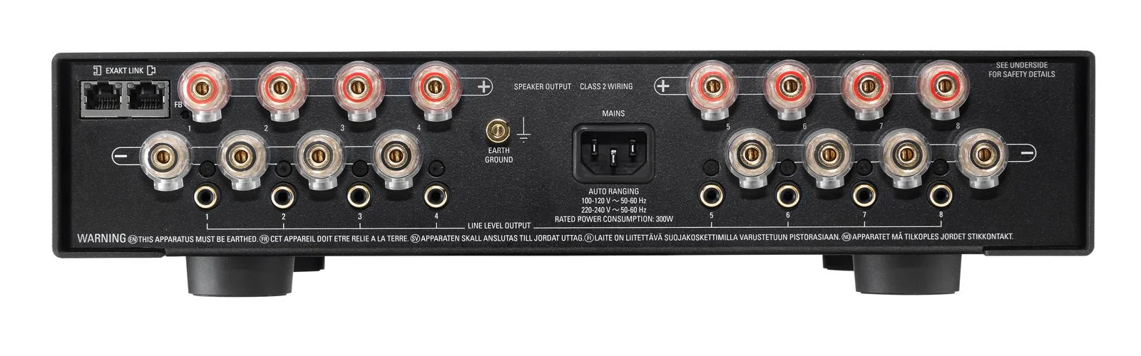 retro speaker amplifier with multiple input/output ports and control switches