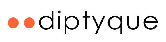 Logo di Dipyque con due cerchi arancioni e il testo 'dipyque'