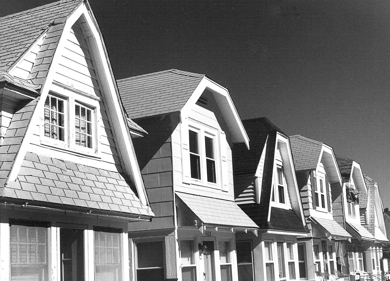 Classic B&W: "Dollhouses, Wovern Place"  Row. Roofs. Tiny. Houses. Ocean City NJ,