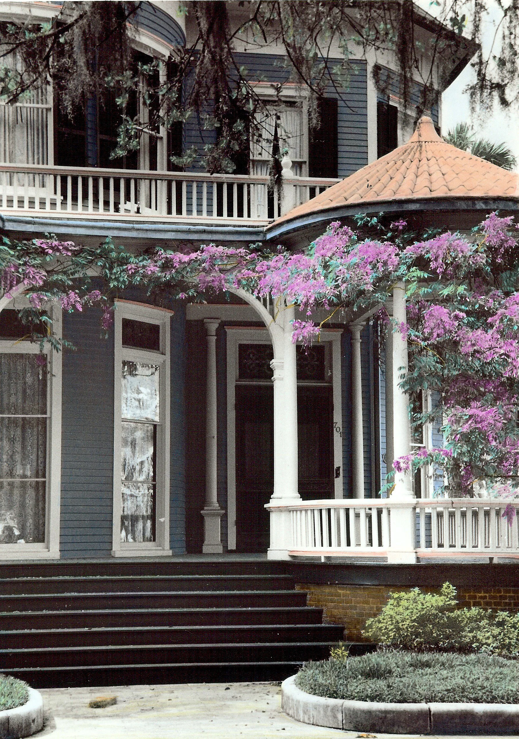 Hand-Painted- "Wisteria on Whitaker" Savannah GA. Historic. Victorian. House, Oils