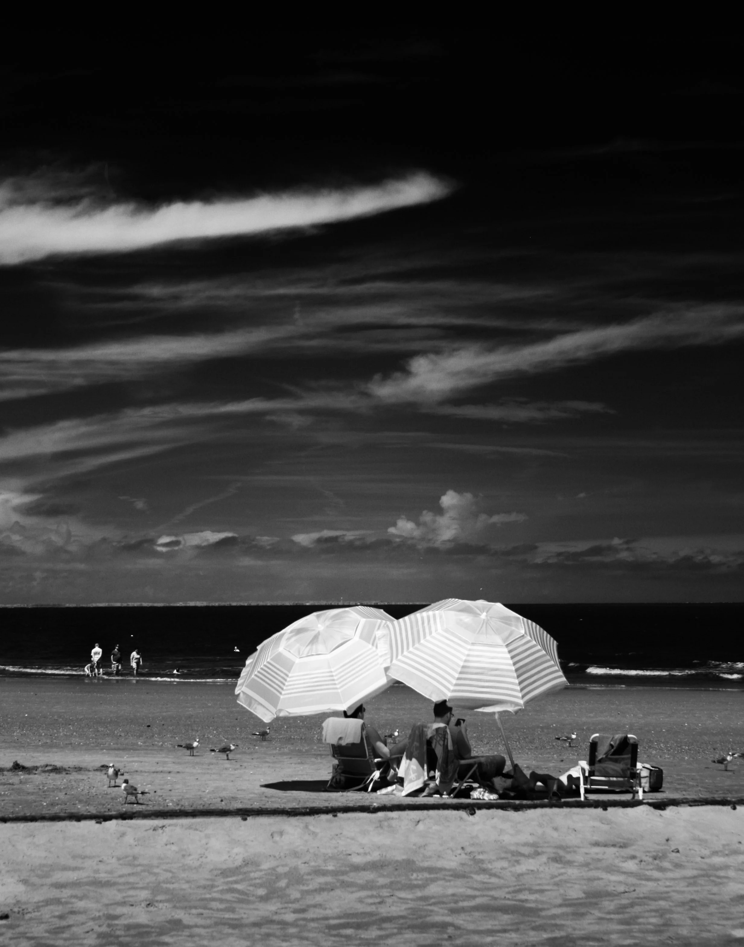 Infrared- "Twins, Hunting Island State Park Beach" Umbrellas. Beaufort County SC"