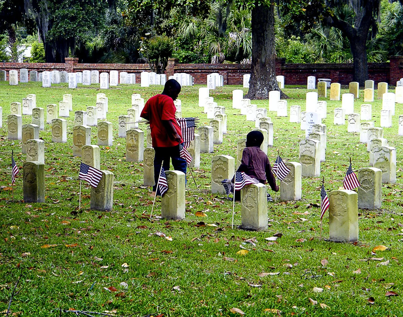Simply Color-"Young Patriots" Boys. Flags.  Beaufort National Cemetery, SC