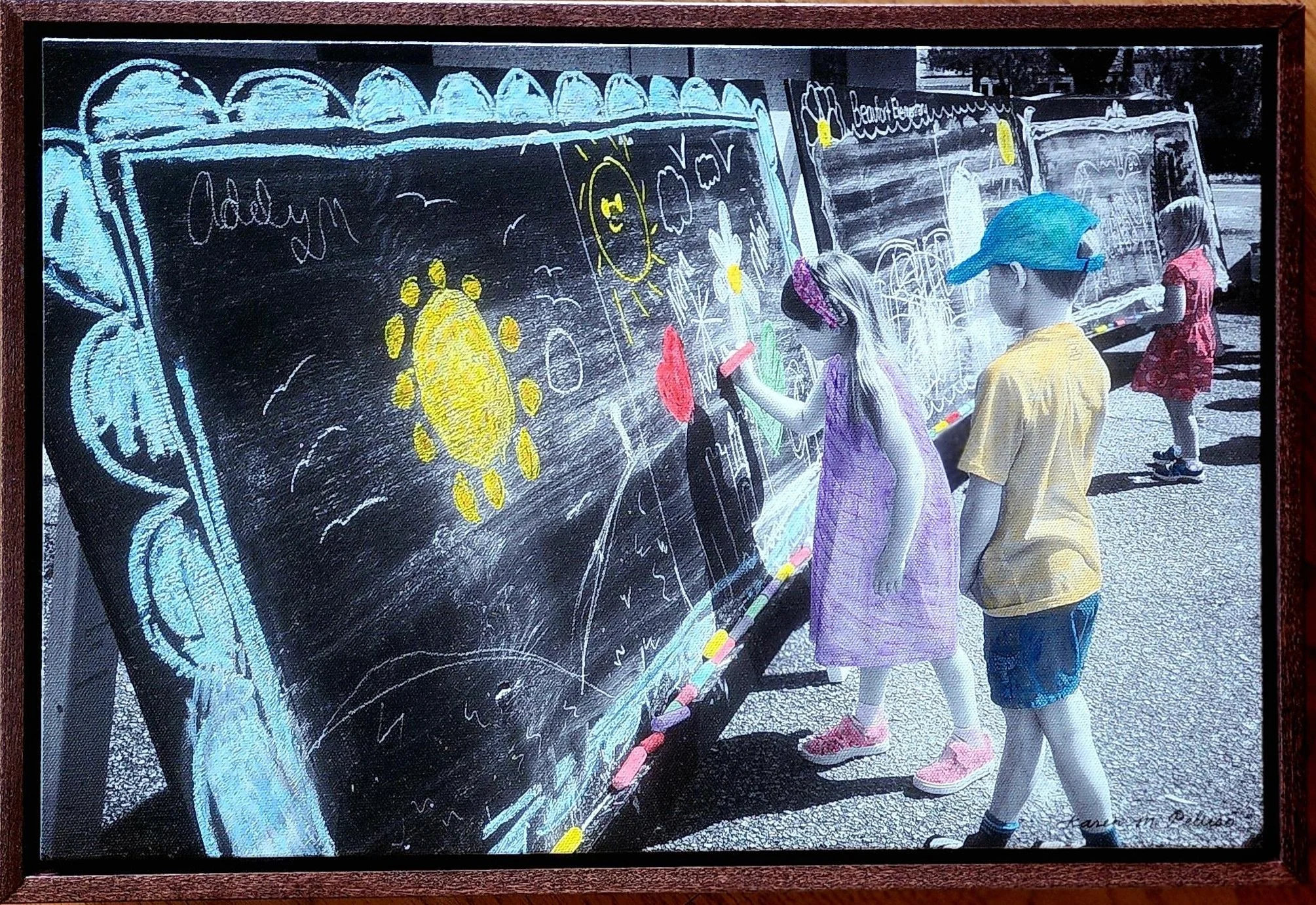 Hand-Painted- "First Love" Girls. Boy. Blackboards. Drawing. Chalk Festival, Beaufort SC, Acrylics