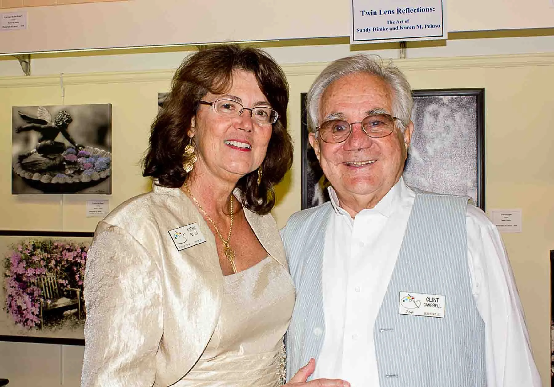 Karen M. Peluso & husband Clint Campbell (d) at "Twin Lens Reflections" Opening Reception Beaufort Art Association. 2011