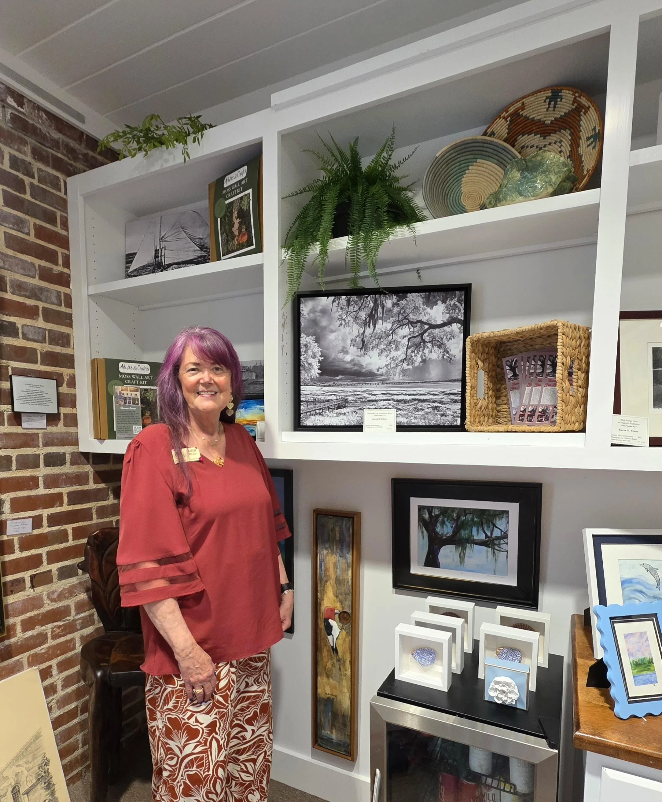 Karen M. Peluso with "Daybreak Over the Beaufort River" at "Where the Marsh Blooms" Exhibit. Freedman Arts District. 2026
www.freedmanartsdistrict.org