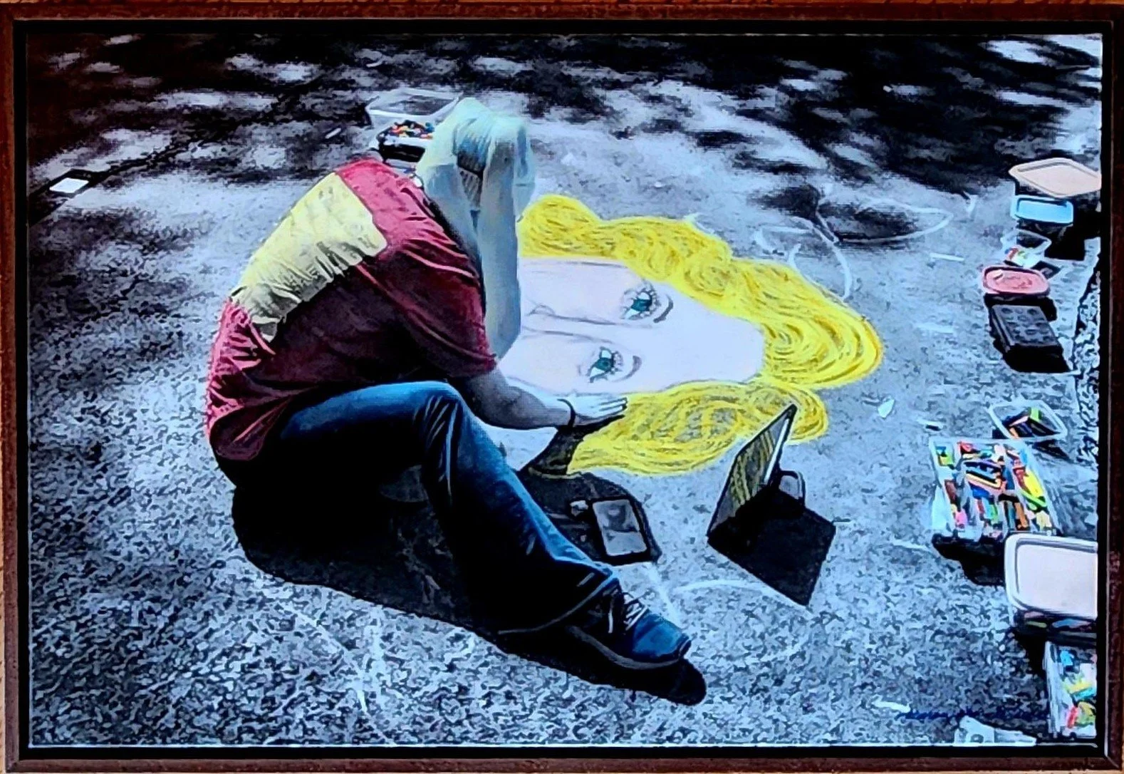 Hand-Painted-"Art Created Woman and She Was Blonde" Artist. Woman. Chalk Festival, Beaufort SC, Acrylics