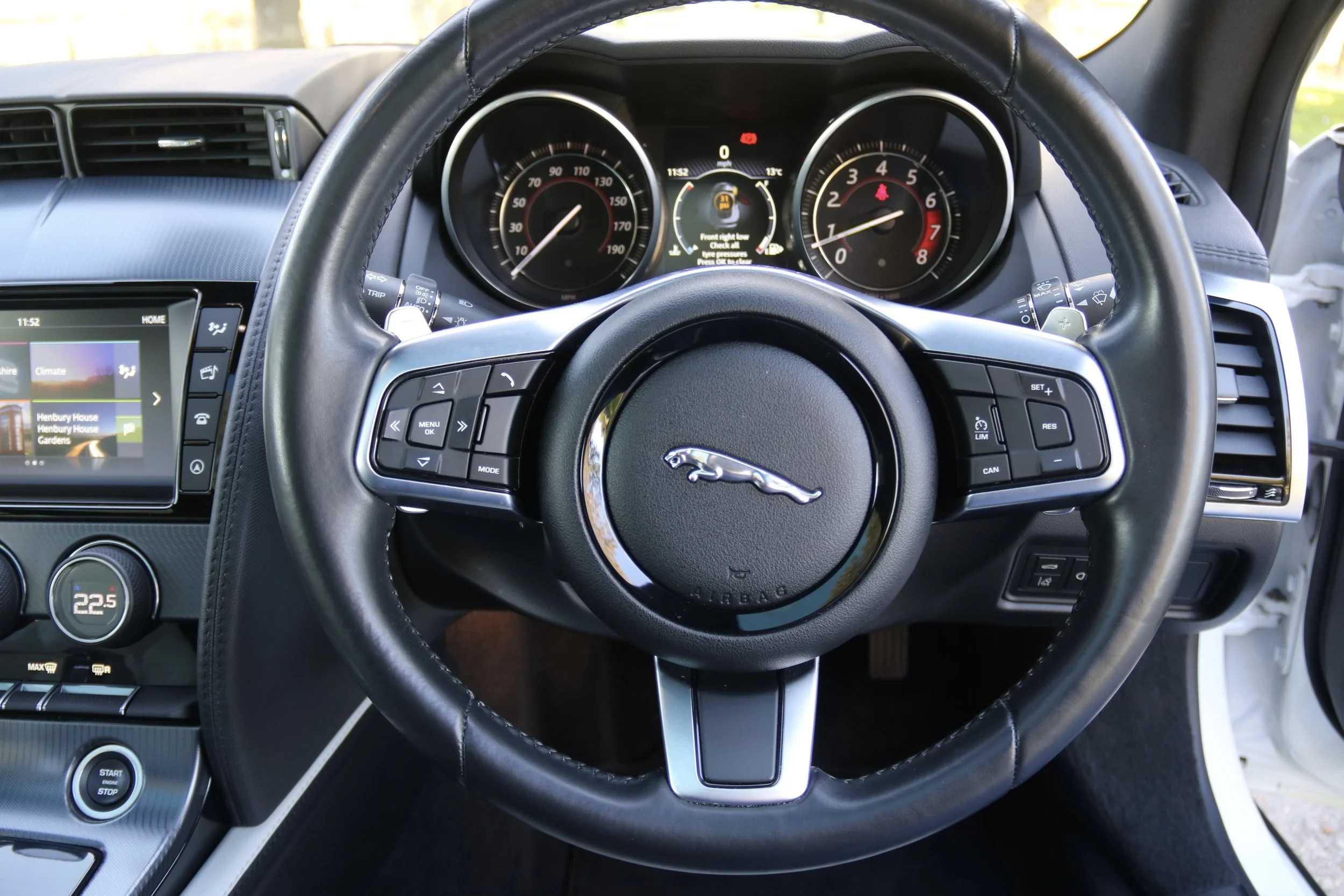 2017 Jaguar F Type I4 R-Dynamic Coupe Steering wheel POV .JPG