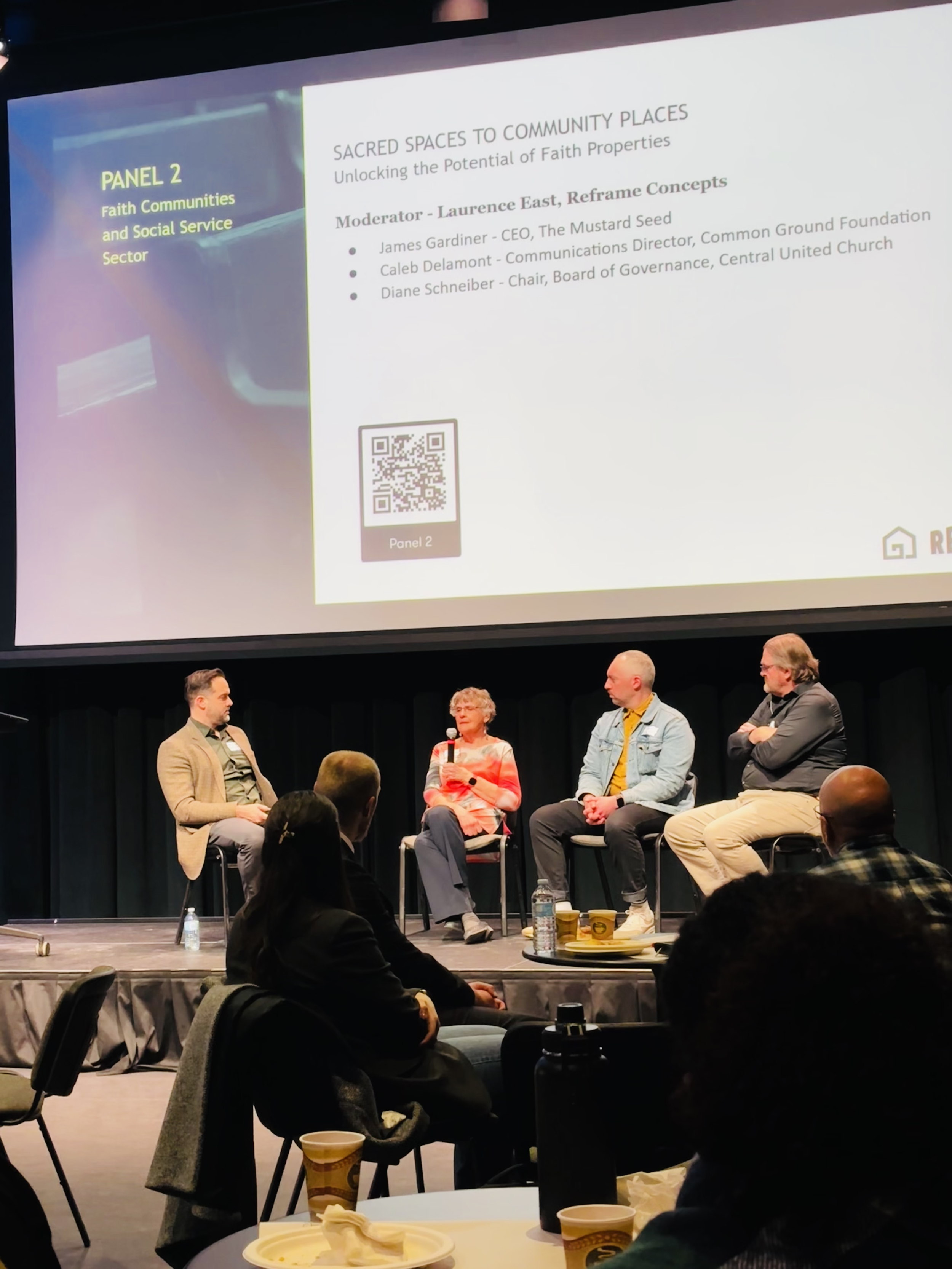 a panel of housing experts being interviewed by Reframe's Laurence East