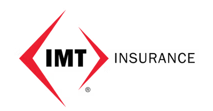 IMT Insurance logo with red angled shapes and black text on a white background.
