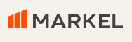 Logo for Markel, featuring an orange bar graph icon and the company name in black text