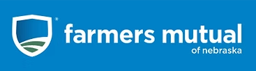 Farmers Mutual of Nebraska logo with blue background and white text.