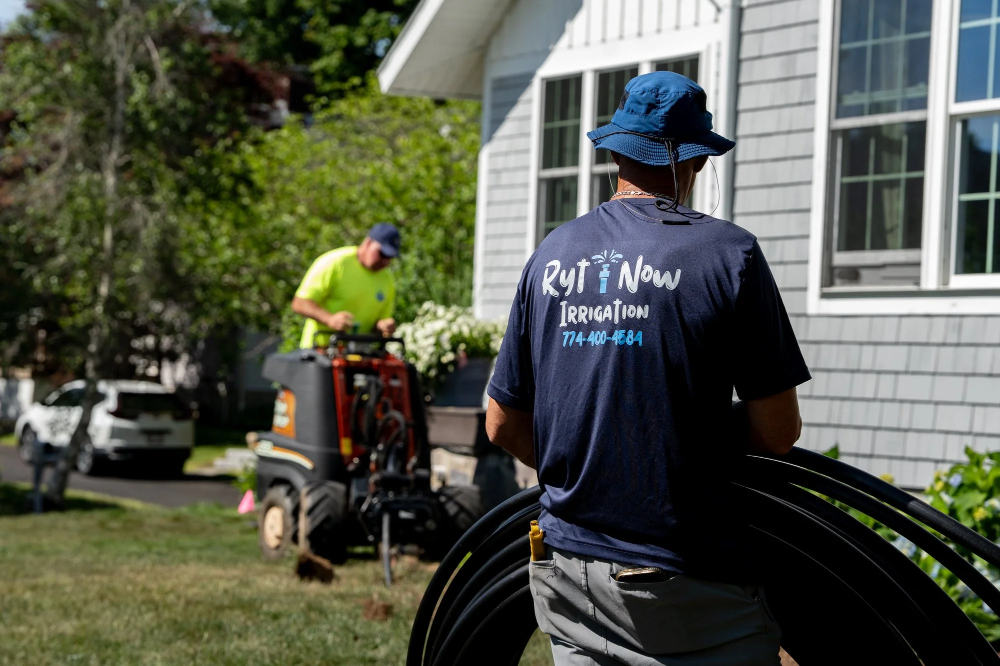 Installing poly for cape cod irrigation system 