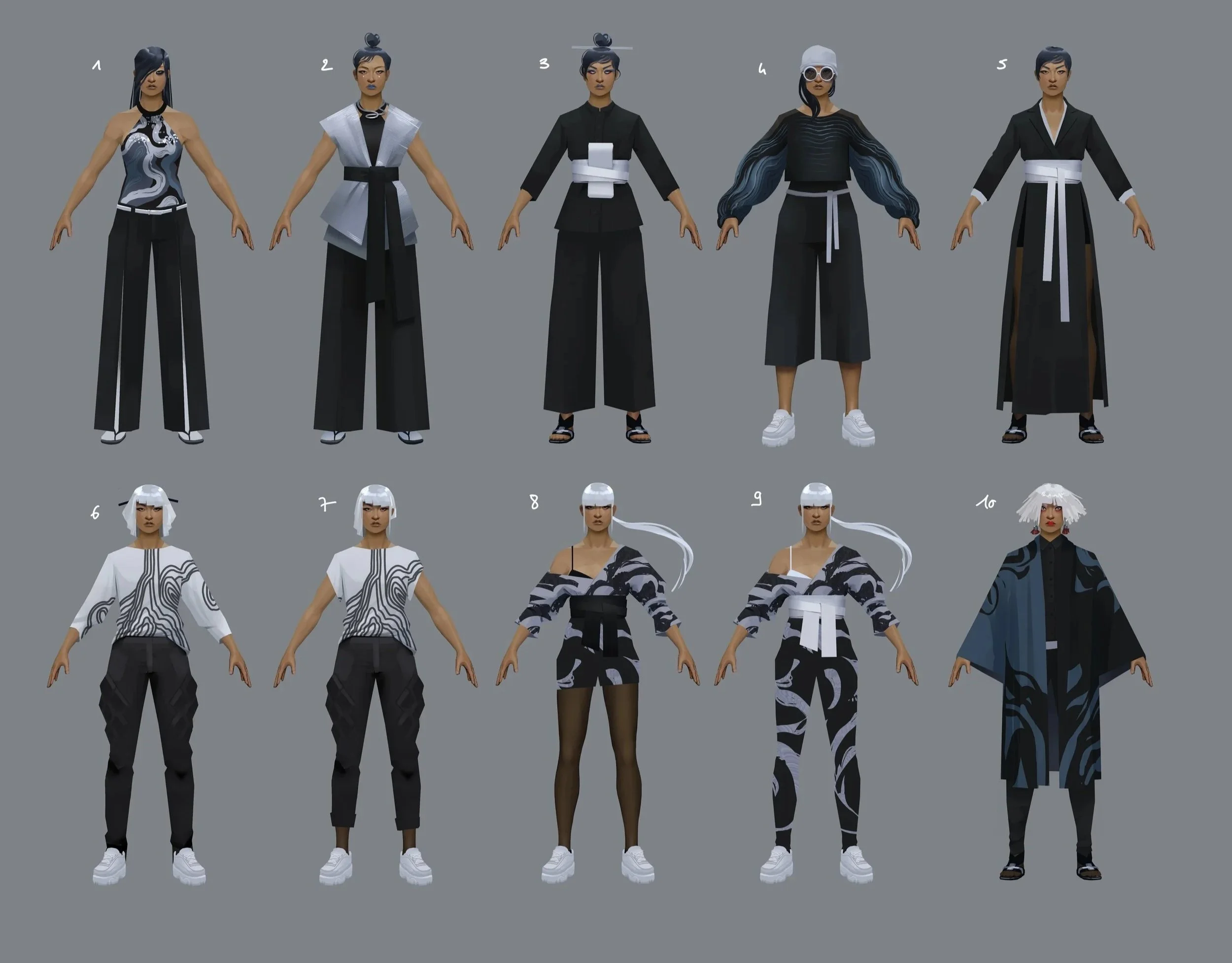 	
the museum - Characters exploration for Sifu by Lead Concept Artist Servane Altermatt