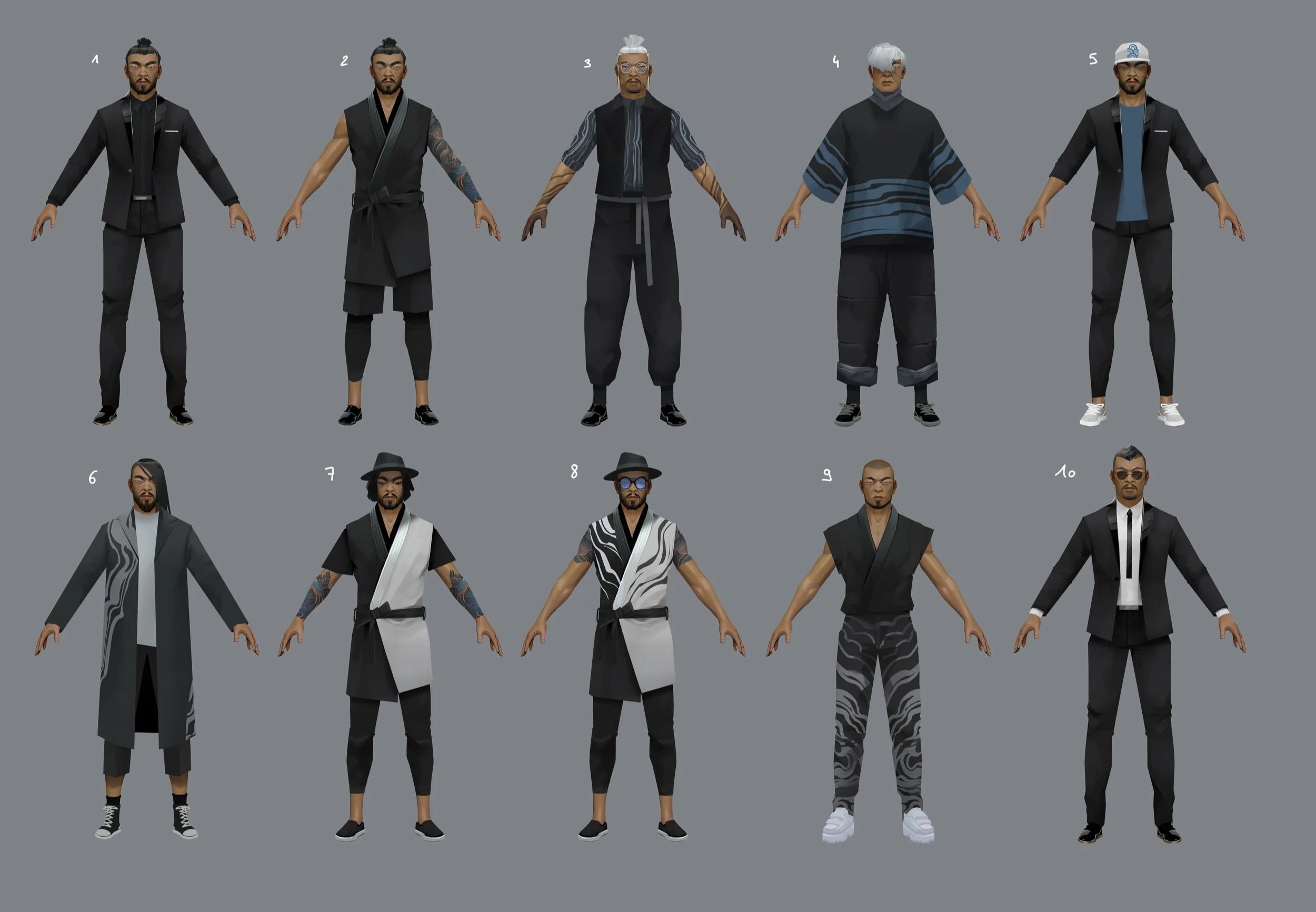 the museum - Characters exploration for Sifu by Lead Concept Artist Servane Altermatt