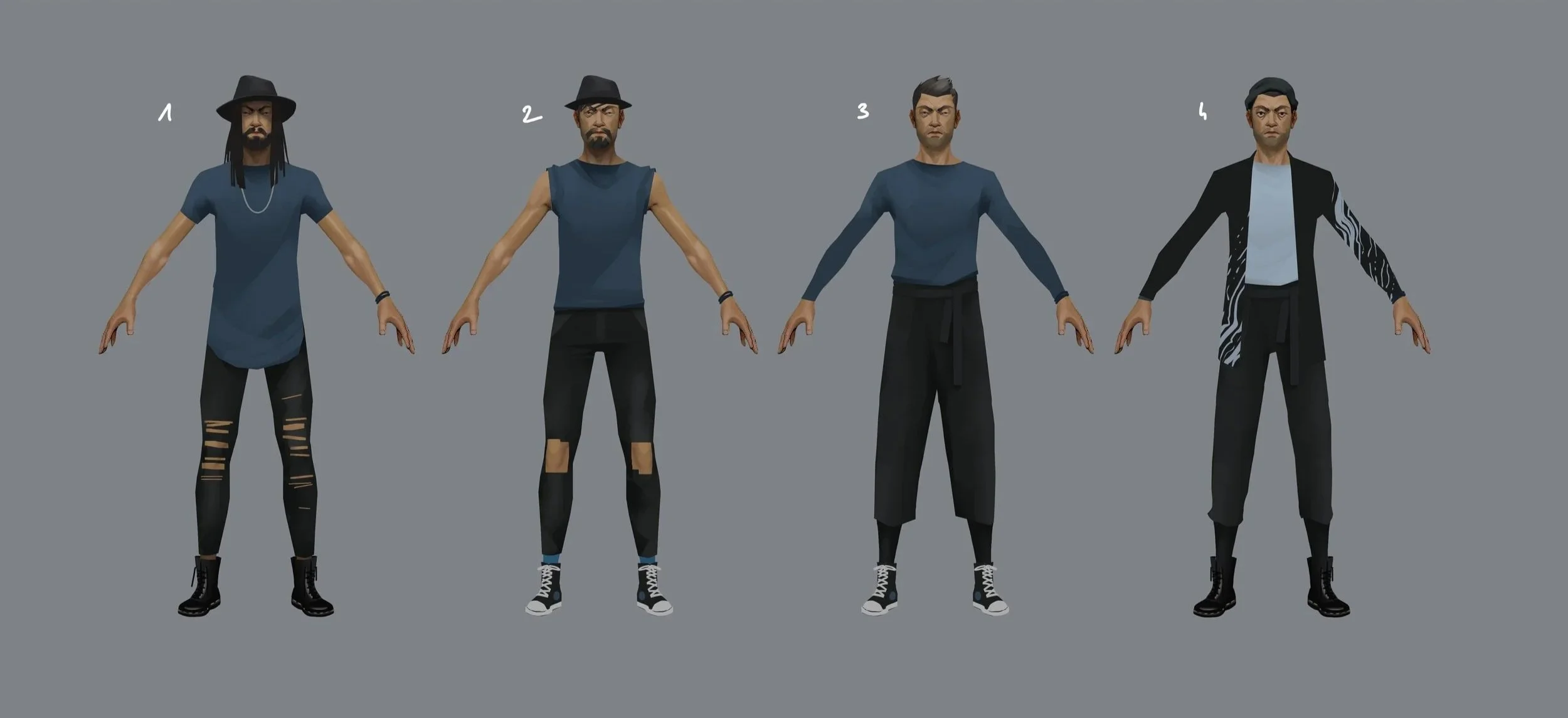 the museum - Characters exploration for Sifu by Lead Concept Artist Servane Altermatt