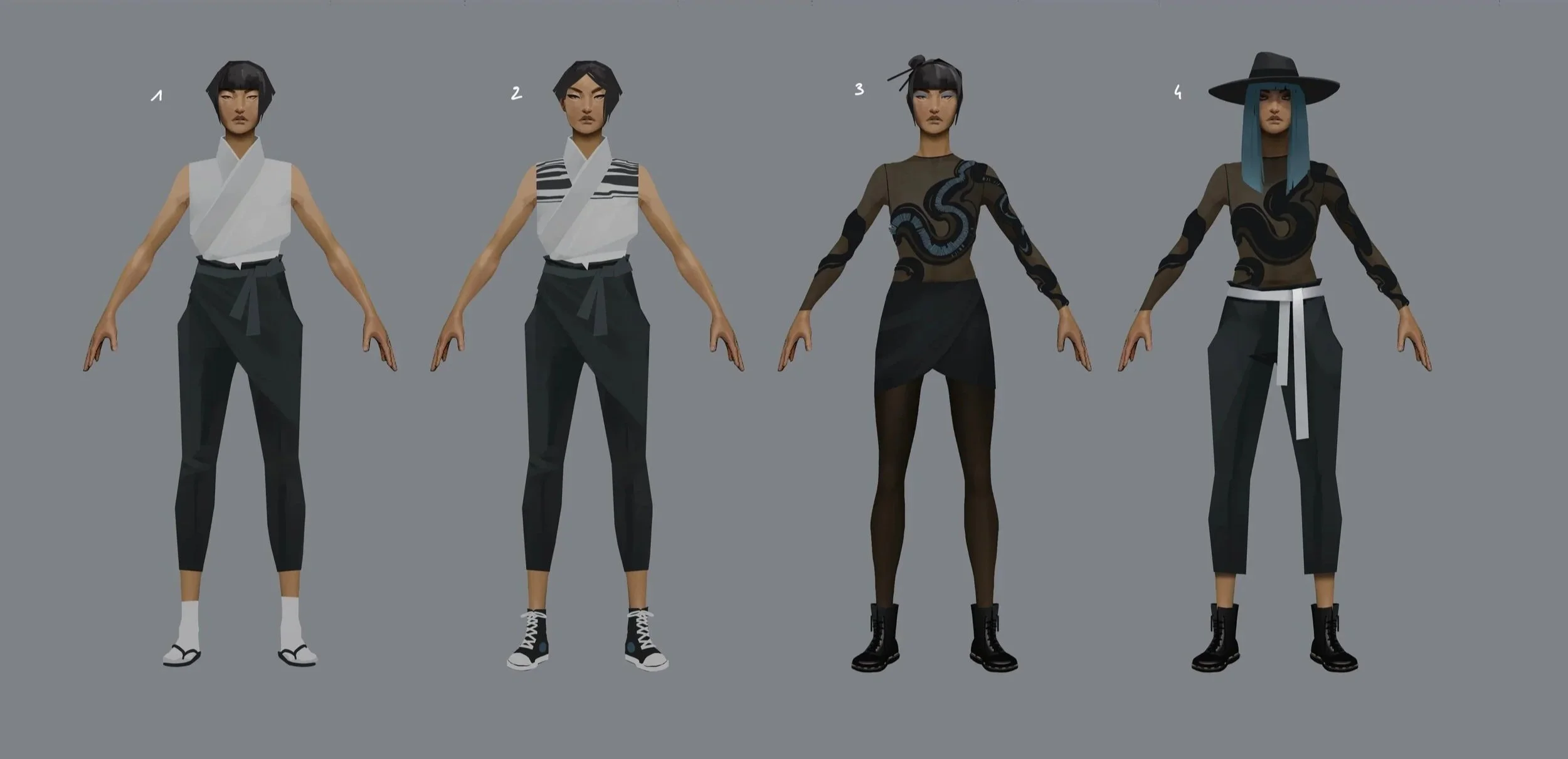 the museum - Characters exploration for Sifu by Lead Concept Artist Servane Altermatt