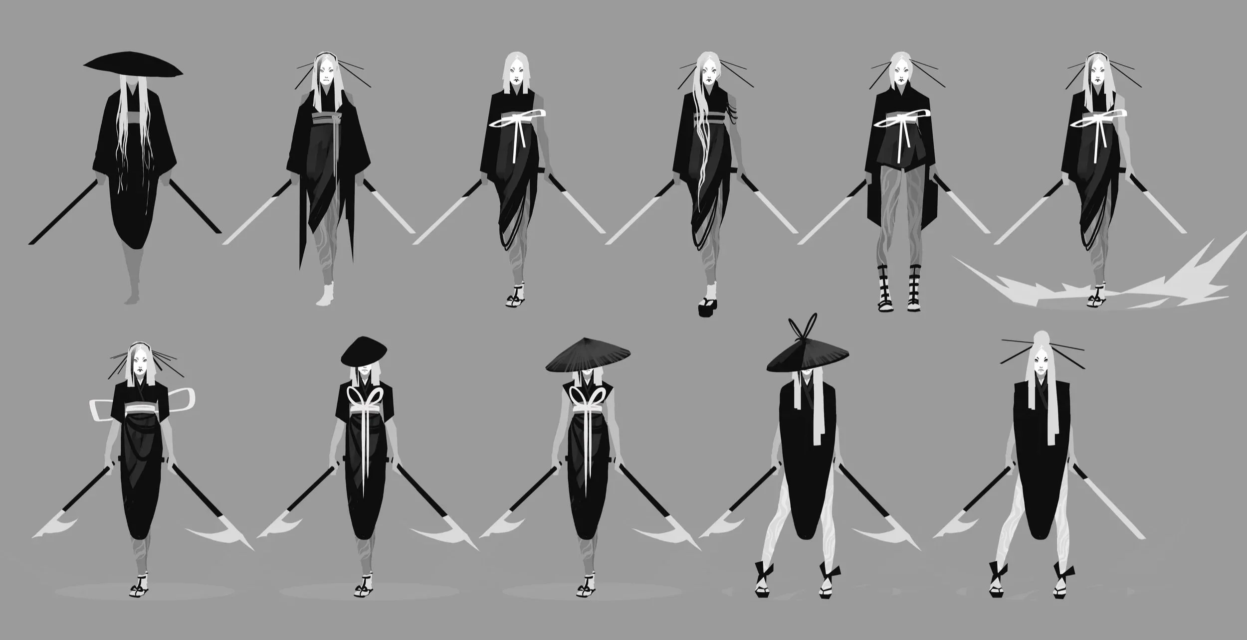 the museum - Kuroki Character exploration for Sifu by Lead Concept Artist Servane Altermatt