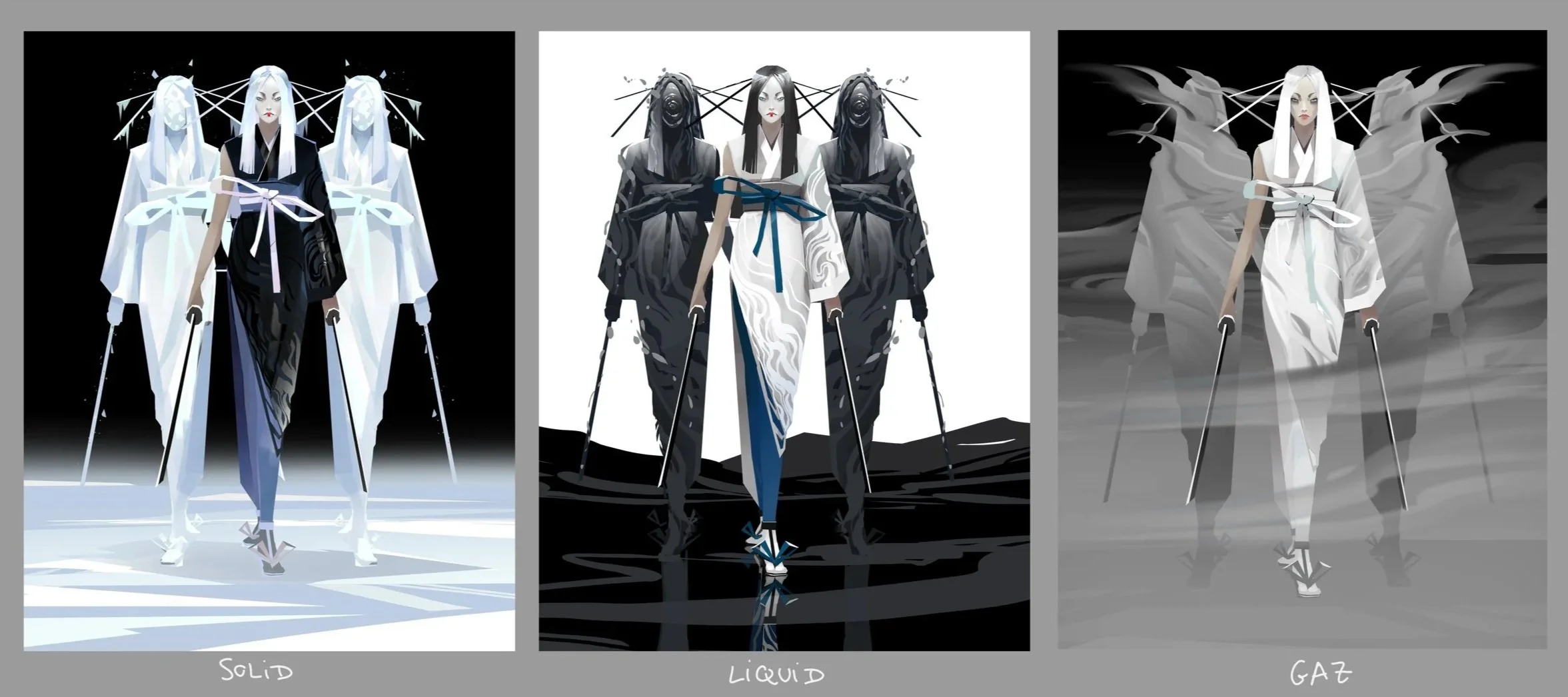 the museum - Kuroki Character exploration for Sifu by Lead Concept Artist Servane Altermatt