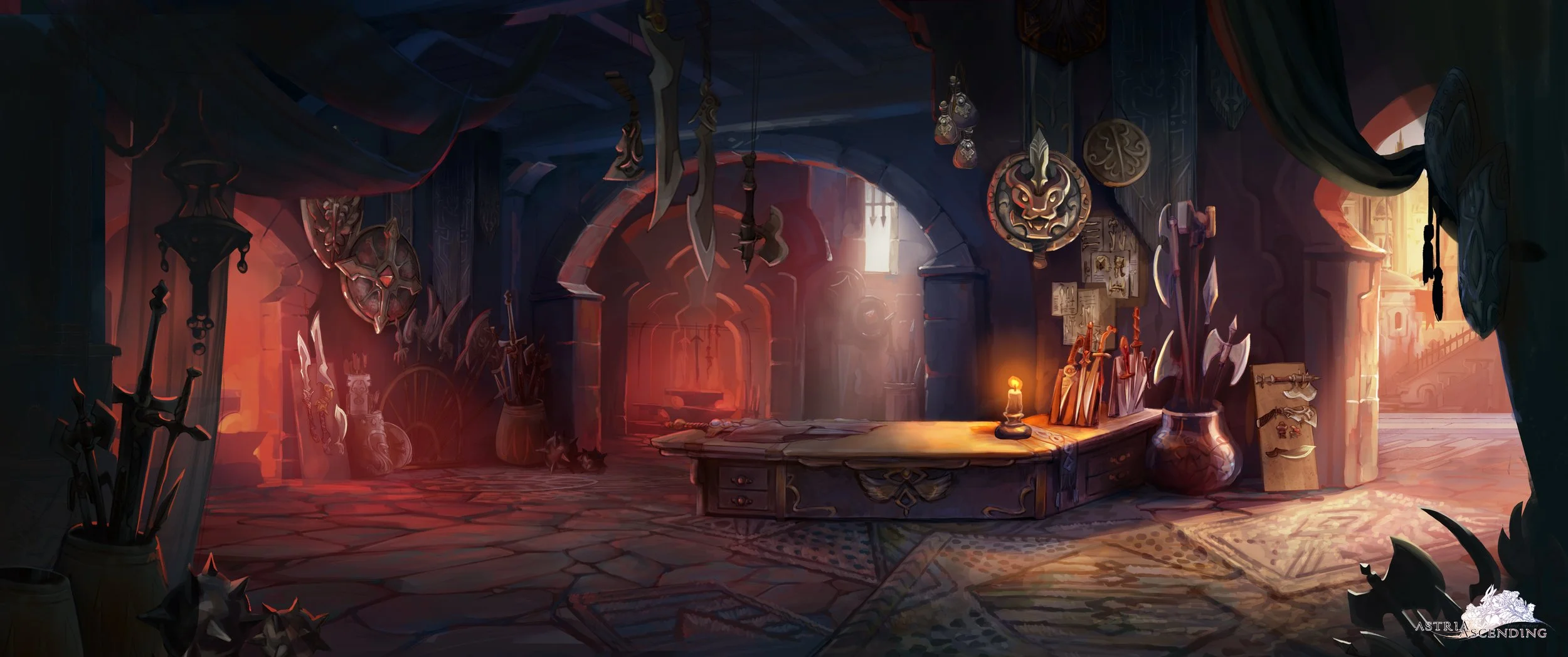 Background painting for Astria Ascending JRPG video game by Servane Altermatt