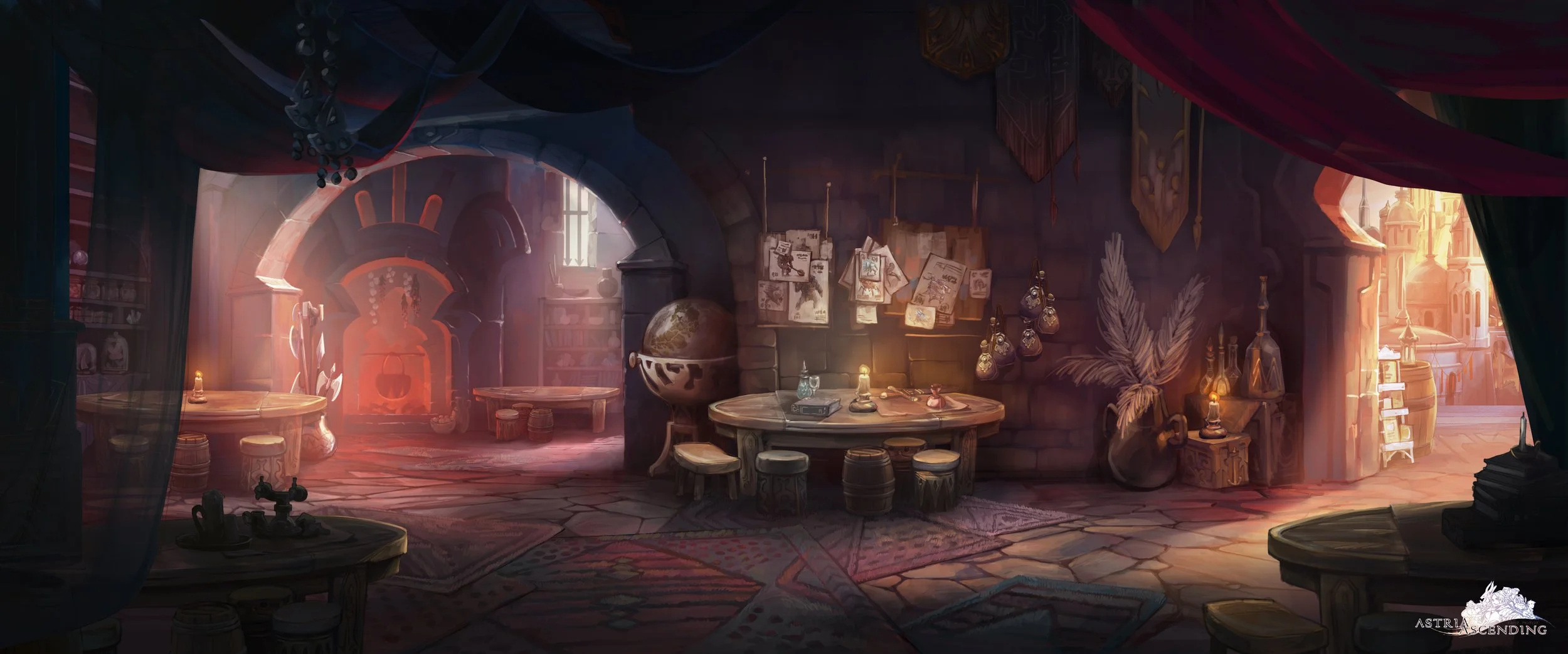 Background painting for Astria Ascending JRPG video game by Servane Altermatt