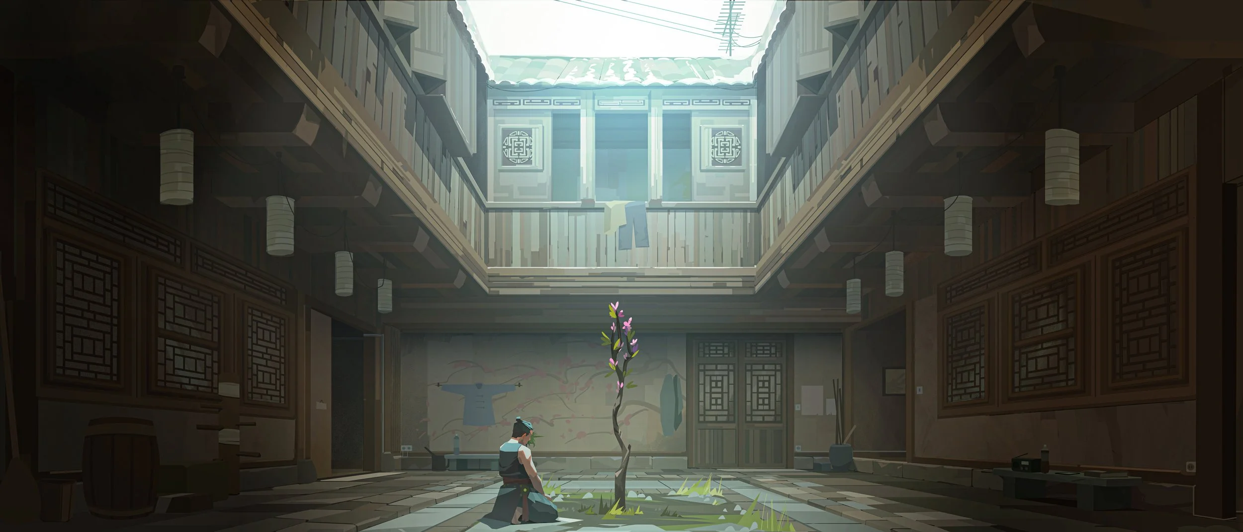 Environment design for Sifu video game by Servane Altermatt 