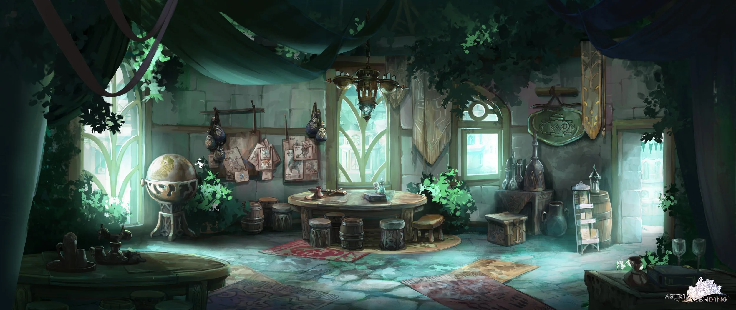 Background painting for Astria Ascending JRPG video game by Servane Altermatt