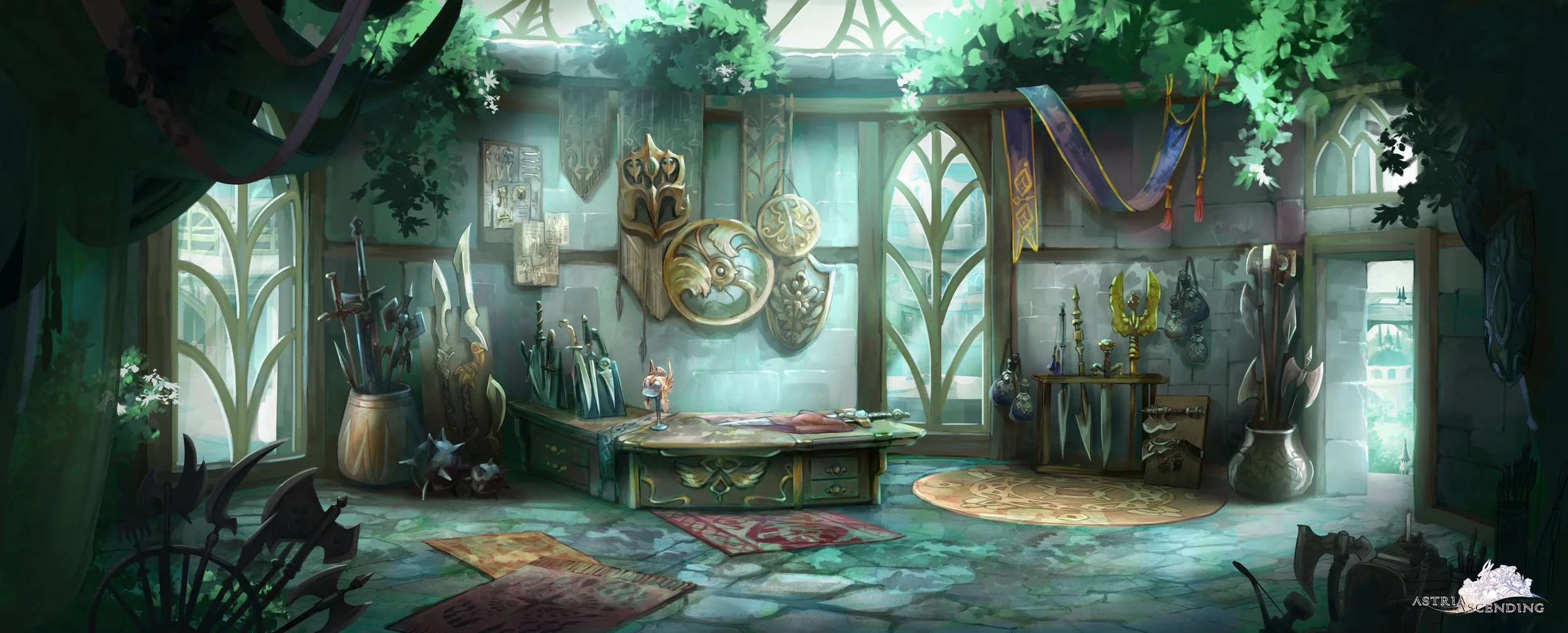 Background painting for Astria Ascending JRPG video game by Servane Altermatt